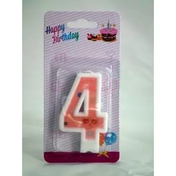 Dortová svíčka SVÍČKA Na Dort Narozeninová ČÍSLICE "4" Topinky SVÍČKY na dorty k narozeninám