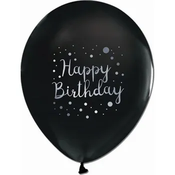 Balónek Latexové balónky Happy Birthday, černo-bílé, 5 ks