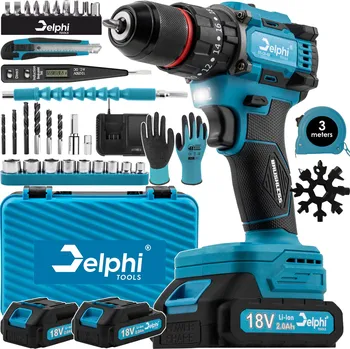 Aku Šroubovák Delphi tools 18 V s příklepem 2,00 Ah