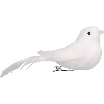 Vánoční dekorace VÁNOČNÍ OZDOBY ozdoba NA VÁNOČNÍ STROMEČEK DEKORACE PTAK ptáček S KLIPEM bílý