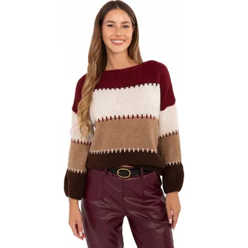 Dámský svetr Italy Moda dámský svetr červený klasický ke kyčlím univerzální velikost