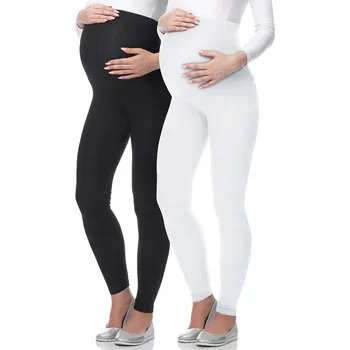 Dámské legíny Těhotenské legíny dlouhé 2-balení viskóza BE-02 Černá/Bílá XL