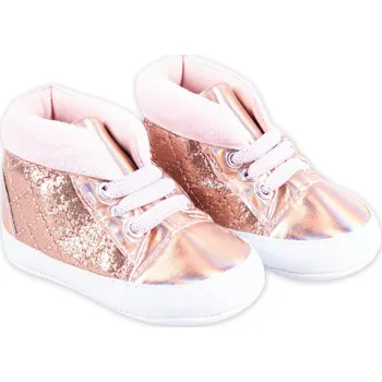 Kojenecké capačky/botičky YO ! - růžové, zlaté, vel. 0/6m Velikost: 68-80 (6-12m)