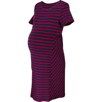 Těhotenské šaty Be MaaMaa Těhotenské proužkované šaty s kr. rukávem - granát/bordo Velikost oblečení: L (40)