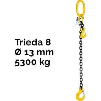 Jednopramenný řetězový vazák, oko-hák, zkracovač, nosnost 5300 kg, G8-13, Certifikát5 300 kg 3,5 m Černá