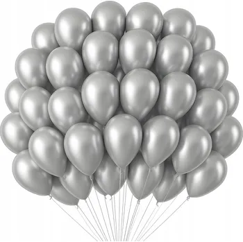 Balónek BALÓNKY NA NAROZENINY DEKORACE SADA NA OSLAVU 100 KS 30 CM STŘÍBRNÉ CHROMOVÉ