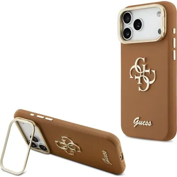 Náhradní kryt pro mobilní telefon Guess PU Grained 4G Logo Stand Camera Frame zadní kryt pro iPhone 17 Pro Max Brown
