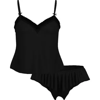 Podprsenka Saténová souprava s krajkou – krátký top a šortky Victoria's Secret TEASE černá XS