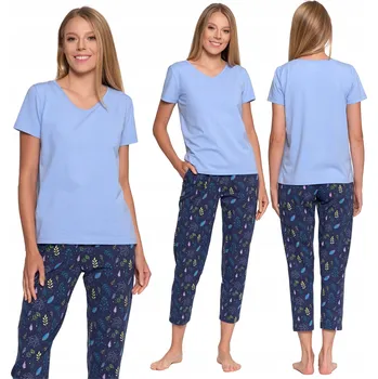 Dámské pyžamo Dámské bavlněné pyžamo dvoudílné – dlouhé kalhoty, krátký rukáv MORAJ M