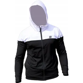 Pánská mikina Kompresní funkční mikina s kapucí do posilovny černobílá, dlouhý rukáv