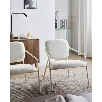 Sada 2 křesel krémově bílá kovové nohy s područkami moderní obývací pokoj Beliani