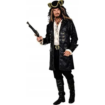 Karnevalový kostým PIRÁTSKÝ PLÁŠŤ DELUXE TMAVĚ HNĚDÝ STEAMPUNK M/L