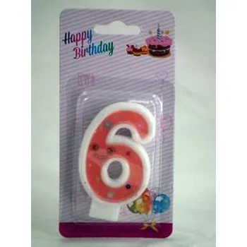Dortová svíčka Narozeninová svíčka s číslem 6 na dort / dortový svíčka