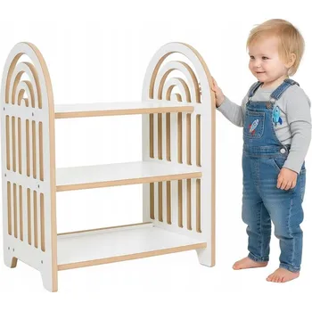 Knihovna Montessori regál s poličkami a motivem duhy