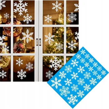 Vánoční dekorace VÁNOČNÍ NÁLEPKY OZDOBY NA OKNO SKLO SNĚHOVÉ VLOČKY VLOČKY 27ks
