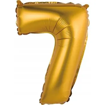 Balónek Narozeninový Fóliový Balón Dekorativní "Číslice 7" ZLATÝ MATNÝ, Velikost 35 cm