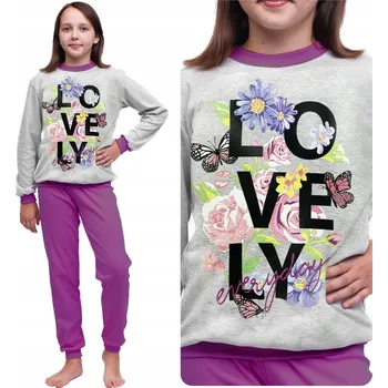 Dámské noční prádlo ŠEDÉ PYŽAMO DLOUHÝ RUKÁV TEPLÉ NA ZIMU VEL. 134