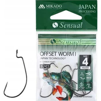 Rybářský háček Háčky na dno, přívlač, plavanou, s protihrotem Mikado SENSUAL OFFSET WORM 10 ks