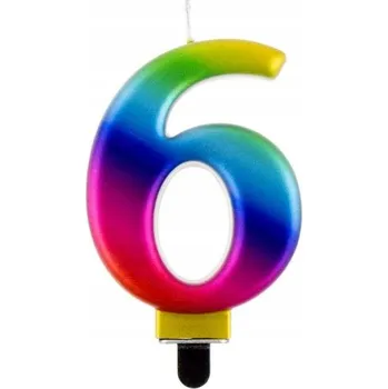 Dortová svíčka Svíčka Na dort ČÍSLICE "6" Narozeninová DEKORACE Svíčky Godan