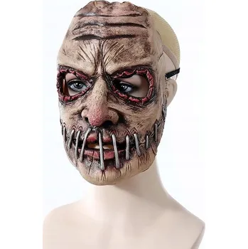 Karnevalová maska Maska na obličej na Halloween hororová, sešitá ústa z latexu, unisex