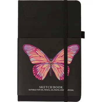 Umělecký skicák s pevnou vazbou a gumičkou, 80 listů, ČERNÝ MOTÝL, A5