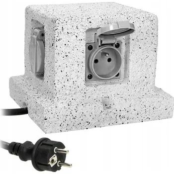 Elektrická zásuvka Zahradní zásuvka Orno 4 zásuvky hermetické šedé s kabelem 3 m