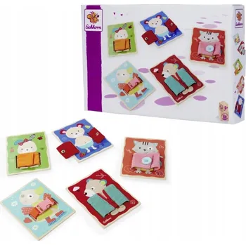 Dřevěná hračka DŘEVĚNÁ EDUKAČNÍ HRA OBLÉKÁNÍ ZVÍŘÁTEK 5 DÍLŮ 3+