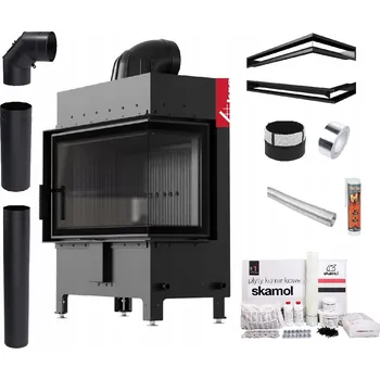 Krbová vložka KRBOVÁ VLOŽKA LUCY 14 kW PRAVÁ ČERNÁ OCELOVÁ EKODESIGN SADA