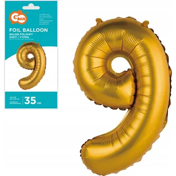 Balónek BALÓNEK Ozdobný pro Děti k NAROZENINÁM "Číslice 9" ZLATÝ MATNÝ, Velikost 35 cm