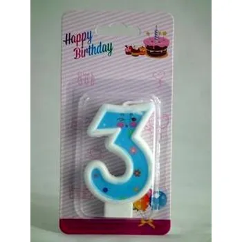 Dortová svíčka Ozdobná svíčka Na Dort k narozeninám Číslice "3" Svíčky s ČÍSLY na dort