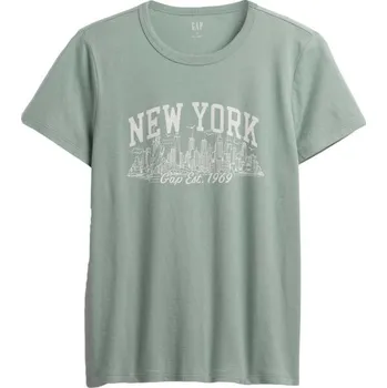 Dámské tričko Dámské tričko GAP V-FRCH SS FAV CREW GRAPHIC M Světle zelená, Bílá