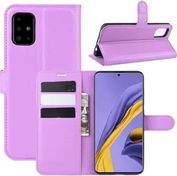 Pouzdro na mobilní telefon Litchi PU kožené pouzdro na mobil Samsung Galaxy A51 - fialové