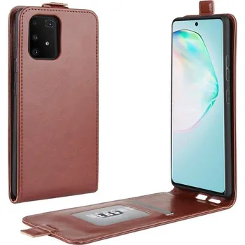 Pouzdro na mobilní telefon Vertical PU kožené flipové pouzdro na mobil Samsung Galaxy S10 Lite - hnědé