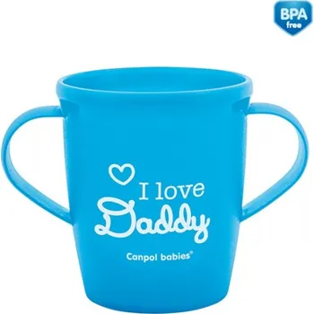 Kojenecká láhev Hrneček Canpol Babies 31/208 - modrý I LOVE DADDY