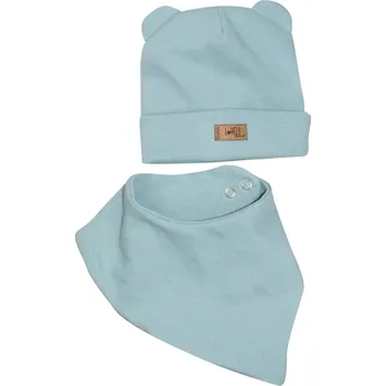 Kojenecký body Kazum Dvouvrstvá žebrovaná čepička s oušky + šátek, Lovely One, mořská modrá Velikost: 92/98 (18-36m)