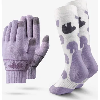Rukavice QUECHUA Sada dětských rukavic a ponožek limitovaná edice 8 LET FIALOVÁ