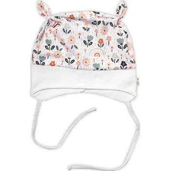 Baby Nellys Kojenecká čepička uzlíček na zavazování - Palouček, bílá, vel. 68/74 Velikost: 56/62 (0-3m)
