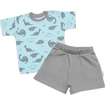 Kojenecký body Baby Nellys Tričko, krátký rukáv + kraťásky, 2D, Baby Nellys, Dino, bavlna, modrá/šedá Velikost: 74 (6-9m)