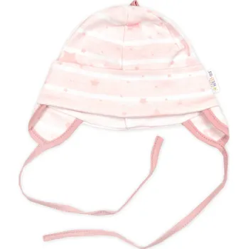 Kojenecký body Čepička pro miminko na zavazování, bavlna, Baby Stars, pastel rose Velikost: 62/68 (3-6m)