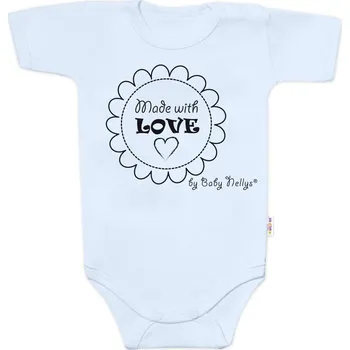 Baby Nellys Body krátký rukáv Made with love, Baby Nellys, světle modré Velikost: 80 (9-12m)