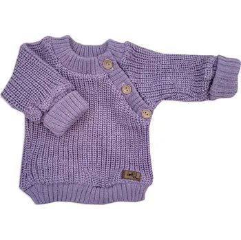 Kazum Pletený svetřík pro miminko s knoflíčky Lovely, prodloužené náplety, lila, 56/62 Velikost: 56/62 (0-3m)