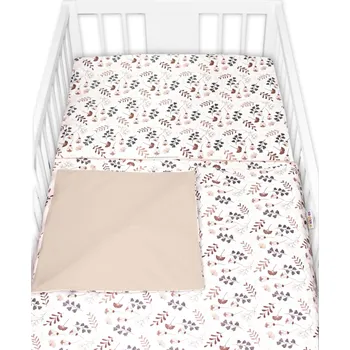 Povlečení Povlečení do postýlky, 2D sada bavlna - Louka, Baby Nellys, béžová/hnědá Velikost povlečení: 120x90, Rozměry polštáře: 40 x 60, Rozměry přikrývky: 120 x 90
