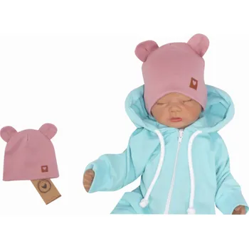 Kojenecký body Z&Z Dvouvrstvá bavlněná čepička LOVE TEDDY, lila Velikost: 68/74 (6-9m)