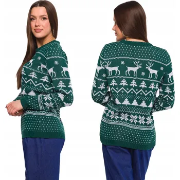 Dámský svetr MOE dámský svetr zelený klasický ke bokům univerzální velikost