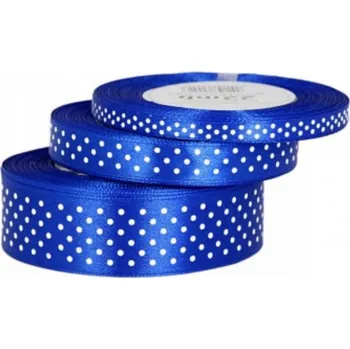 Stuha Saténová stuha puntíkovaná Modrá (Chrpová) 12mm/22m 1 Ks