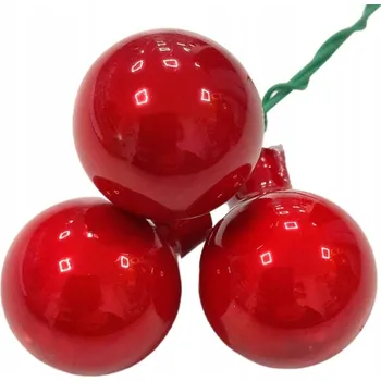 Vánoční dekorace SKLENĚNÉ VÁNOČNÍ BAŇKY VÁNOČNÍ KOULE S DRÁTKEM 2cm 3ks Červená Světlá Lesklá