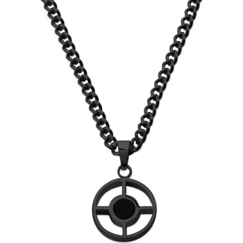 Náhrdelník Cruz | Černý náhrdelník z&nbsp;nerezové oceli stříbrné barvy s&nbsp;kulatým černým onyxem - Arkai