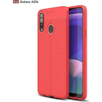 Pouzdro na mobilní telefon Litchi odolný gelový obal na mobil Samsung Galaxy A20s - červený