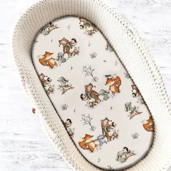 Prostěradlo Miminu Prostěradlo do kočárku, koše, bavlna, Friends time - latte Rozměry: 90x40