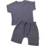 Baby Nellys 2-dílná mušelínová soupravička, tričko + kraťasky BOY, granát Velikost: 56 (1-2m)